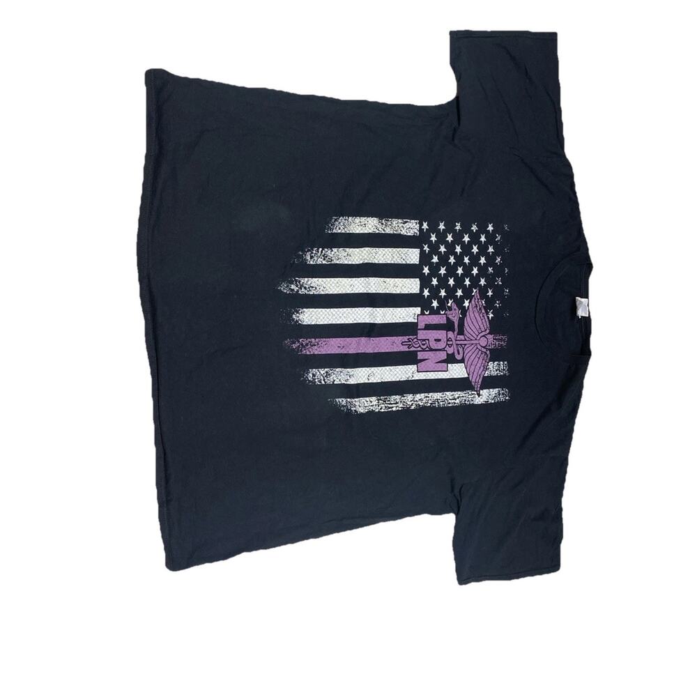 C22 American Flag and Nurse Symbol T-Shirt Patriotic Purple LPN 3XL
